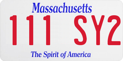 MA license plate 111SY2