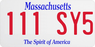 MA license plate 111SY5