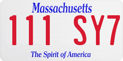 MA license plate 111SY7