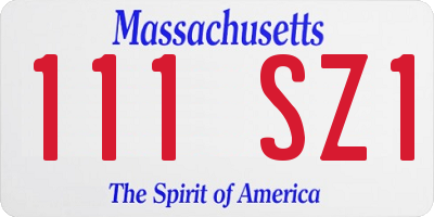 MA license plate 111SZ1
