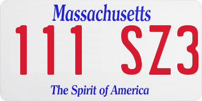 MA license plate 111SZ3