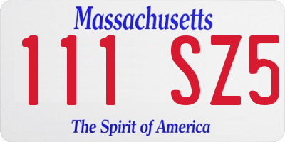 MA license plate 111SZ5