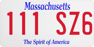 MA license plate 111SZ6