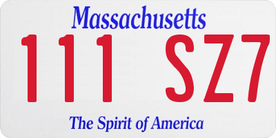 MA license plate 111SZ7