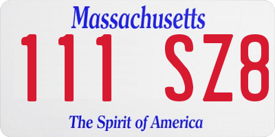 MA license plate 111SZ8