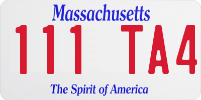 MA license plate 111TA4