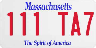 MA license plate 111TA7