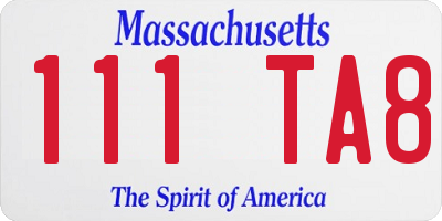 MA license plate 111TA8
