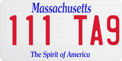 MA license plate 111TA9