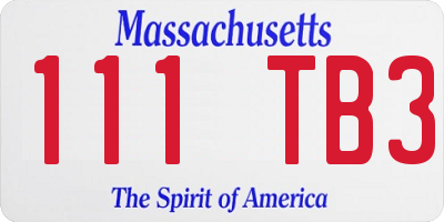 MA license plate 111TB3