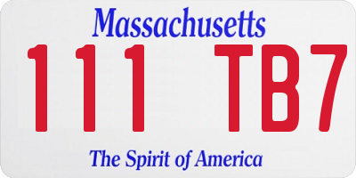 MA license plate 111TB7