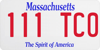 MA license plate 111TC0