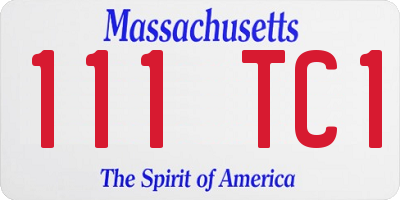 MA license plate 111TC1