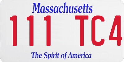 MA license plate 111TC4