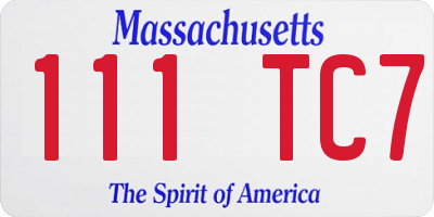 MA license plate 111TC7
