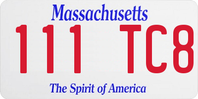 MA license plate 111TC8