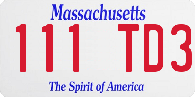MA license plate 111TD3
