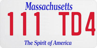 MA license plate 111TD4
