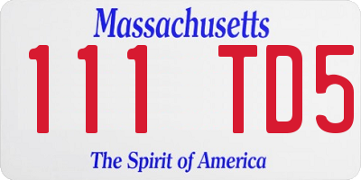 MA license plate 111TD5