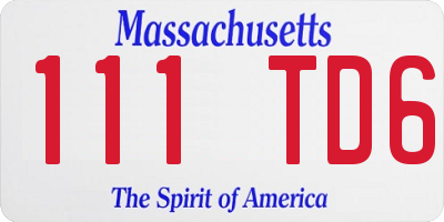 MA license plate 111TD6