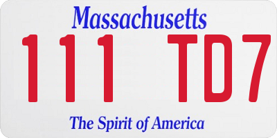 MA license plate 111TD7