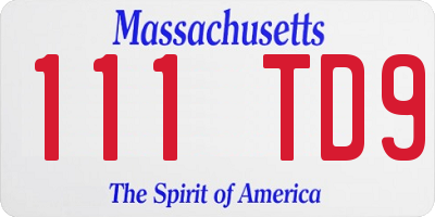 MA license plate 111TD9