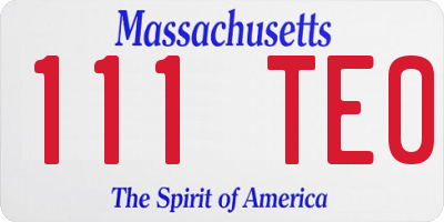 MA license plate 111TE0