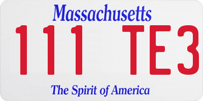 MA license plate 111TE3