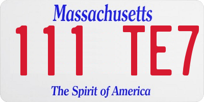 MA license plate 111TE7