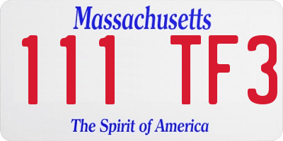 MA license plate 111TF3
