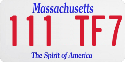 MA license plate 111TF7
