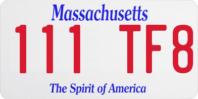 MA license plate 111TF8