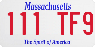 MA license plate 111TF9