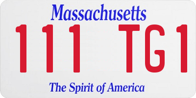 MA license plate 111TG1