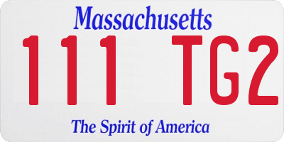MA license plate 111TG2