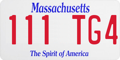 MA license plate 111TG4