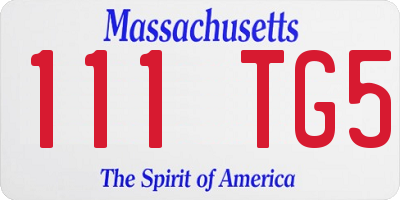 MA license plate 111TG5