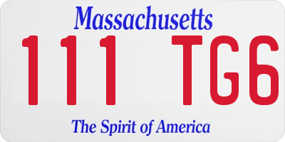 MA license plate 111TG6