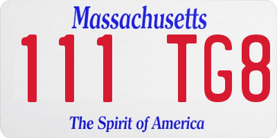 MA license plate 111TG8