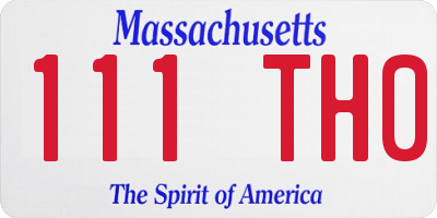 MA license plate 111TH0