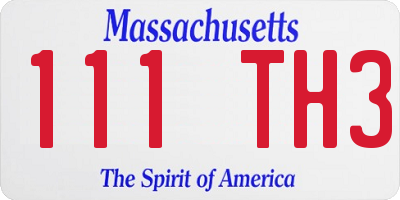 MA license plate 111TH3