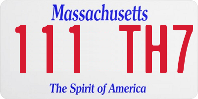 MA license plate 111TH7