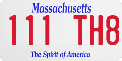 MA license plate 111TH8