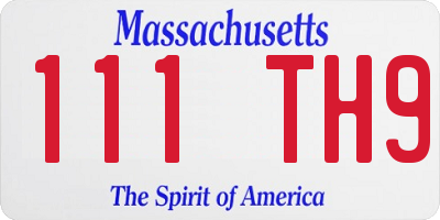 MA license plate 111TH9