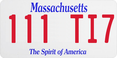 MA license plate 111TI7