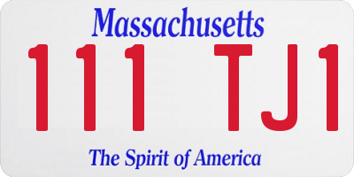 MA license plate 111TJ1