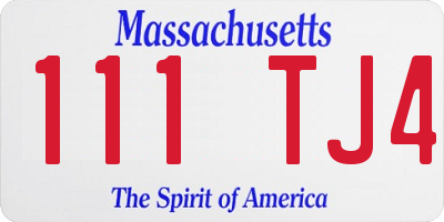 MA license plate 111TJ4