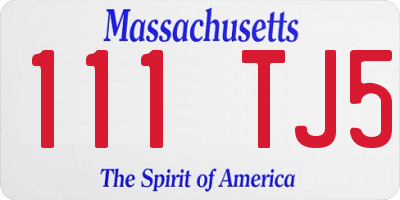 MA license plate 111TJ5