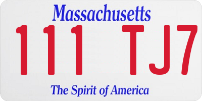MA license plate 111TJ7