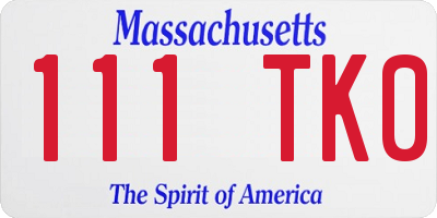 MA license plate 111TK0
